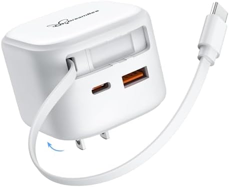 Versatile 3-Port USB Wall Charger with 39.4-Inch Retractable Type C Cable – 35 W Fast Charging Adapter for i Phone 16/15 Pro Max, i Pad, Galaxy, Pixel – Compact Travel Essential for Universal Device Compatibility