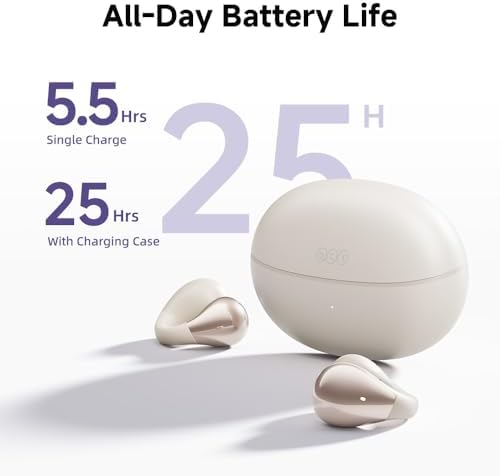 QCY Crossky C30 Open Ear Bluetooth Earbuds – Ultra-Lightweight Clip-On Design with Advanced 4-Microphone Environmental Noise Cancellation for Crystal-Clear Calls, Secure Fit for Dynamic Lifestyles, Dual Device Pairing Capability, and Customizable EQ for Personalized Audio Experience – Ideal for Sports, Outdoor Activities, and Enhanced Safety Awareness
