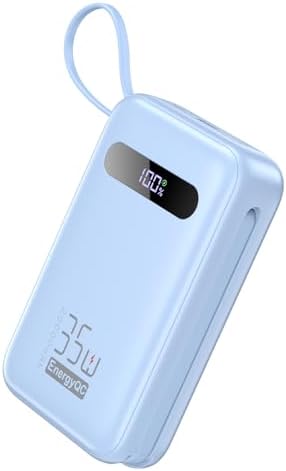 Ultimate 20,000 m Ah Energy QC Power Bank: 35 W PD 3.0 & QC 4.0 Ultra-Fast Charging Portable Charger with Dual Built-In Lightning & USB-C Cables for i Phone 16/15/14, Galaxy S24, i Pad, Air Pods – All-Day Power & 4-Device Charging with Smart LED Display for Travel & Emergencies