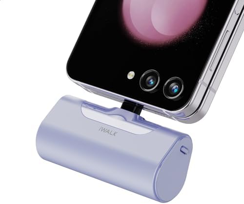 i WALK Compact 4500 m Ah USB-C Power Bank – Ultra-Lightweight Portable Charger for i Phone 16/15, Samsung Galaxy S25/S24/S23, and More – Fast Charging, Versatile Compatibility, Stylish Purple Design for On-the-Go Power Solutions