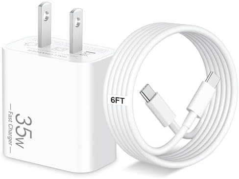 35 W USB-C Rapid Charging Wall Adapter with 6 FT Type-C Cable for i Pad Pro 2024/2022/2021/2020, Air 6/5, Mini 7/6 – Ultra-Portable, High-Efficiency Charger for Professionals and Students, Optimized for Seamless Device Compatibility and Speed