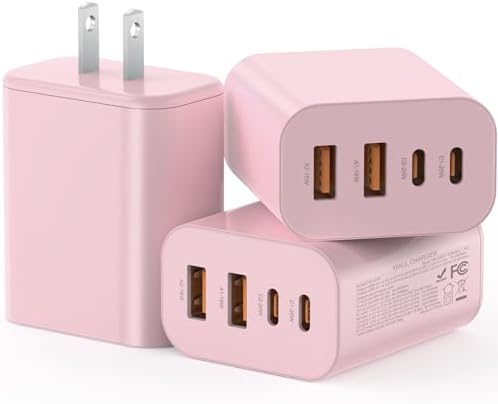 High-Speed USB C Charger Block 3-Pack – 40 W 4-Port Power Adapter for Quick Charge & Power Delivery, Compatible with i Phone 16/15/14/13/12/11/Pro Max & Tablets, Compact Wall Plug for Efficient Multi-Device Charging – Optimal Safety Features & Sleek Design