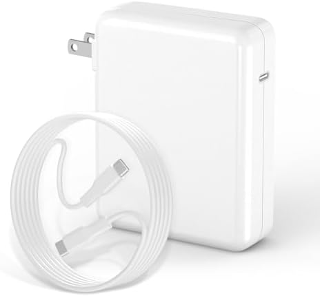 Versatile 140 W USB-C Power Adapter for Mac Book Pro & Air – Fast Charging Solution for All USB-C Devices | 6.6 ft USB-C to C Cable Included | High-Efficiency Design with Overload & Heat Protection | Ideal for Mac Book Pro 16″, 15″, 14″, 13″ Models & i Pad Pro | Unmatched Performance with 99% Efficiency & Wide Compatibility | Safe Charging for Laptops, Tablets, & Smartphones
