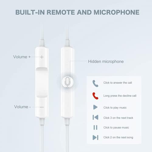 Exceptional Wired Earbuds for i Phone – Dual Pack with Integrated Microphone & Volume Control | Ultra-Lightweight, Tangle-Free Design for Optimal Comfort & Full Compatibility with i Phone 14, 13, 12, 11 Pro Max, X, XS Max, XR, 8, 7 Plus | Superior Sound Quality & Effortless Hands-Free Communication