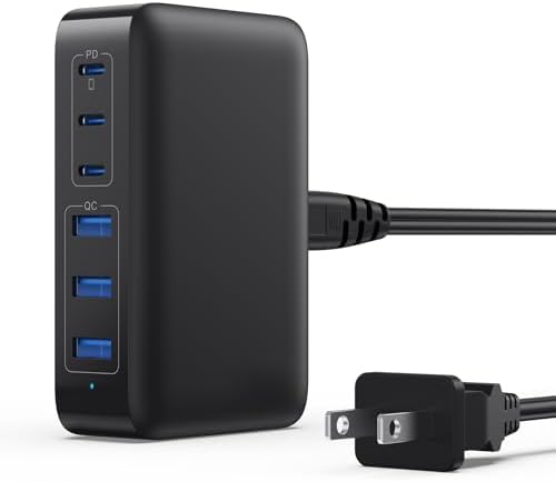 108 W Pink Ga N III USB C Charging Hub – 6-Port Fast Charger for i Phone 15 Pro, Samsung & More – Quick Charge & Power Delivery Compatible – Stylish Multi-Device Power Station with Intelligent Safety Features – Ideal for Home, Office & Travel Use