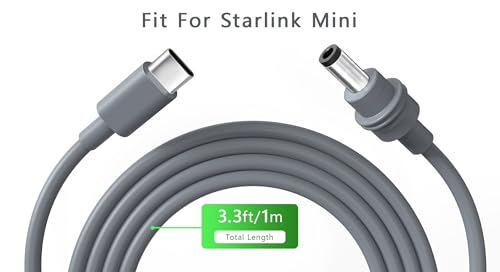Starlink Mini USB C to DC Power Cable – 16.4 FT Outdoor Charging Solution for 100 W+ Power Banks and PD Chargers – Durable High-Speed Connectivity for Optimal Internet Access Anywhere – Perfect for Home and Adventure Use