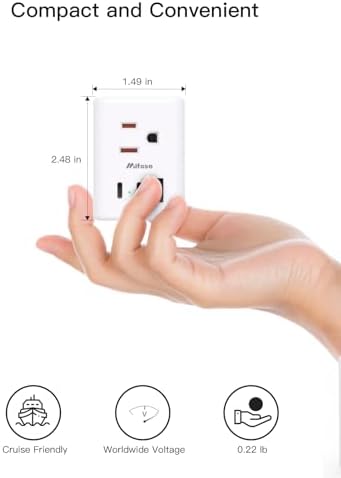 Universal European Travel Power Adapter with Dual USB-C Charging Ports – 3 Outlet Type E/F Plug for Effortless Device Connectivity in France, Portugal, Germany, and Beyond – Essential Travel Companion for Seamless Power and Fast Charging on Your European Adventures