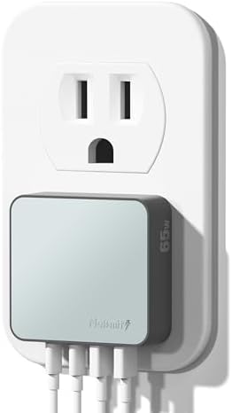 Nekmit 65 W Ga N Dual USB Fast Charging Wall Charger – Ultimate Travel Power Adapter for i Phone 15 Pro Max, i Pad Pro, Air Pods & Galaxy Devices – Compact, Lightweight Design with Advanced Safety Features for Efficient, Reliable Charging Solutions