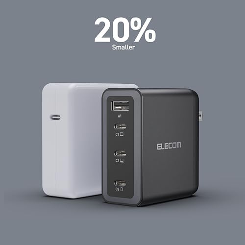 Ultra-Fast ELECOM 150 W USB-C Wall Charger Block – Compact Multi-Port Ga N II Adapter for Rapid Charging of Laptops, Tablets, i Phones & More – Enhanced Safety Features for All Devices – Perfect for On-the-Go Charging Solutions