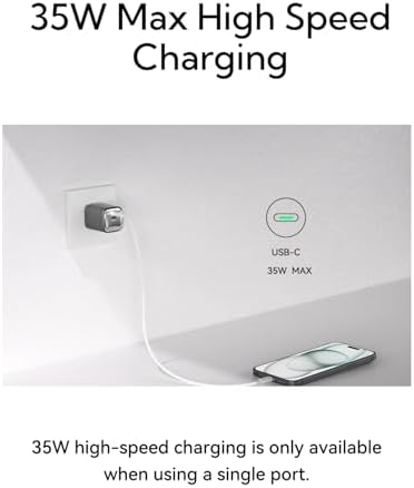 MOCOLL 35 W USB-C Dual Port Fast Charging Adapter – Compact Ga N Charger with Foldable Plug for i Phone 15 Pro Max & Galaxy S24 Ultra – Ultimate Travel Power Solution for Efficient On-the-Go Charging