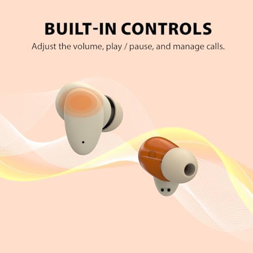 Clan N1 Wireless Earbuds: Stylish Active Noise Cancelling Headphones with Hybrid ANC & Transparency Mode for Commuters – Vibrant Orange & Beige Design, Built-in Controls, Enhanced Compatibility, Long Battery Life for Ultimate Audio Experience