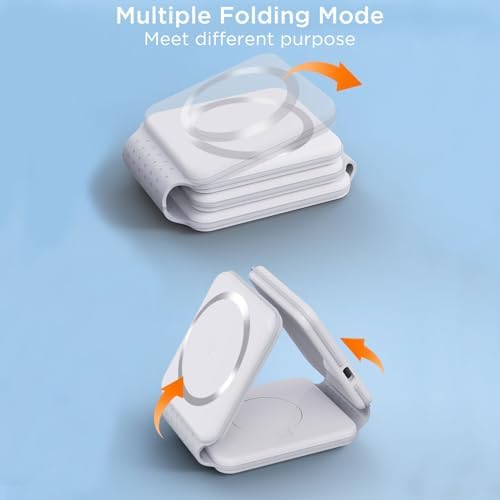 Ultimate 3-in-1 Mag Safe Charging Station for Apple Devices – Efficient Travel Wireless Charger for i Phone 15/14/13/12, Air Pods & Apple Watch in Sleek White Design for Seamless Compatibility and Fast Charging Experience