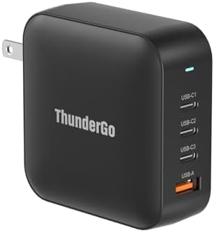 Ultra-Fast 100 W Ga N II Compact Wall Charger – 4-Port Charging Hub with 3 USB-C PD3.0 and 1 USB-A QC4.0 for Mac Book Pro 16” M3, i Phone 15 Pro, Samsung S24 Ultra | UL Certified Power Adapter for Safe, Efficient Multi-Device Charging on the Go