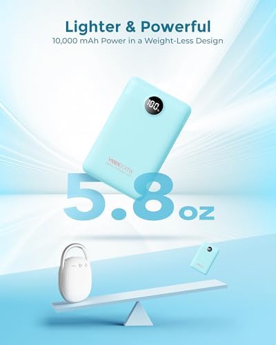 VEEKTOMX 10,000 m Ah Ultra-Slim Portable Charger – 22.5 W Fast Charging Power Bank for i Phone, Samsung, Google & Tablets – Lightweight USB-C Battery Pack in Stylish Blue – Your Essential Mobile Charging Companion for All-Day Power