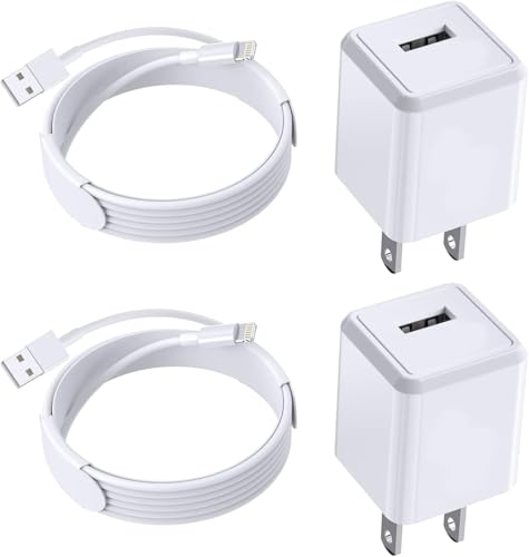 Fast Charge Dual Pack: 6 FT Lightning Cable & USB Wall Charger Combo for i Phone 14/13/12/11/Pro Max/XR/XS/X/8/7/SE2022 and i Pad – Ultimate Durability & Travel-Friendly Power Solution