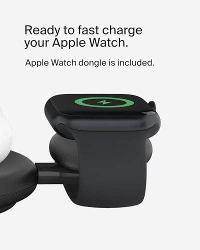 Belkin 15 W Mag Safe-Compatible 2-in-1 Wireless Charging Station – Fast Dual Device Charger for i Phone 16, 15, 14, 13 Series & Air Pods – Sleek Sand Design for Effortless Portability and Seamless Power Solutions