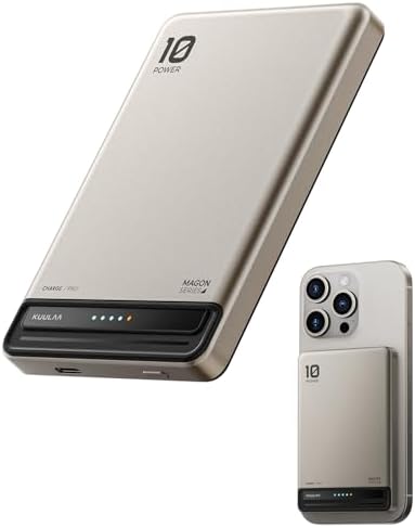 Revolutionize Your Charging Routine with the Kuulaa Mag Safe 10000 m Ah Ultra-Slim Portable Battery Pack – Titanium Finish Wireless Power Bank for i Phone 12/13/14/15/16 with PD 20 W Fast Charging and Magnetic Alignment for Seamless Connectivity