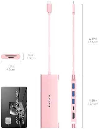 Transform Your Workspace with the LENTION USB C Multiport Hub – Effortless 4 K HDMI Output, Triple USB 3.0 Ports, and Dual SD/Micro SD Readers for Swift File Transfers and 100 W PD Fast Charging, Perfectly Designed for Mac Book Pro (2016-2024) & Mac Book Air in Elegant Rose Gold Finish for Enhanced Efficiency and Style
