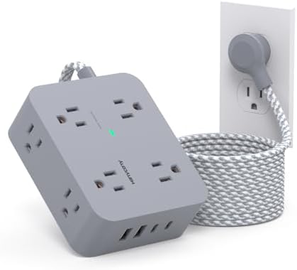 HANYCONY 6 ft Surge Protector Power Strip with 8 Outlets & 2 USB-C Ports – Essential College Dorm Extension Cord with Space-Saving Flat Plug for Fast Charging and Device Safety – Perfect for Home Office and Tech Needs