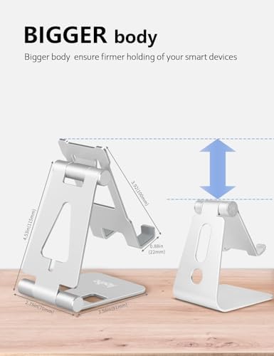 Cell Phone Stand for Desk, Adjustable Desktop Phone Holder Stand, Foldable Moblie Phone Dock for iPhone 15 14 13 12 11 Pro Xs Max Xr X 8 7 6 5 5s SE Nintendo Switch All Phones, Rose Gold – Enhanced Compatibility and Speed