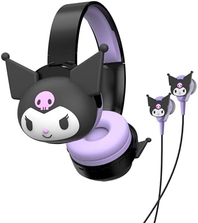 Unleash Your Style with Kuromi-Inspired Hello Kitty Bluetooth Headphones – Versatile 2-in-1 Over-Ear Design with AUX Functionality for Unmatched Audio Clarity – Adjustable Headband for Personalized Comfort – Perfect for Fashion-Forward Listeners on the Go – Integrated Microphone for Effortless Hands-Free Calling and Music Control – Compact and Foldable for Easy Travel and Storage – Elevate Your Everyday Sound Experience with Adorable Design and Premium Performance.