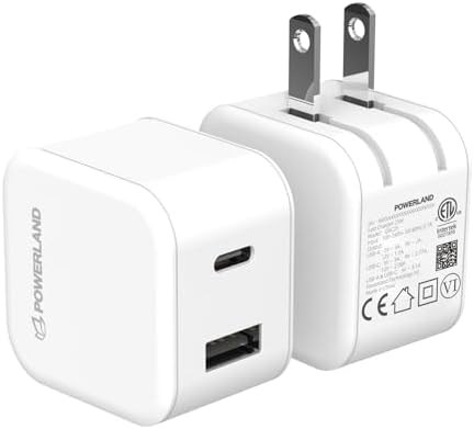 Power Up Anywhere: 25 W Dual-Pack USB C Charger Block – Fast PD & PPS Charging Adapter for i Phone 15/14/13/12, Mac Book Pro/Air, i Pad Mini – Compact & Foldable for Ultimate Portability and Versatile Device Compatibility