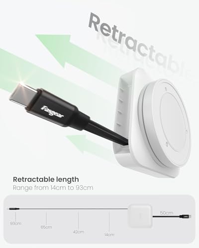Fasgear Retractable USB C Cable Desk Mount – 60 W PD/PPS Fast Charging Type C Charger for i Phone 16/15, i Pad, Galaxy S24/S23, Google Pixel – 360° Rotatable Cable Management Solution in Sleek White – Ultimate Convenience for Tangle-Free Charging and Enhanced Device Accessibility