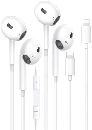 Elevate Your Audio Experience with YOOQLE Wired Headphones – Dual Pack of High-Fidelity Stereo Earbuds Featuring Advanced Noise Isolation, Integrated Microphone, and Effortless Volume Control for Seamless i Phone Connectivity – Ideal for Music Lovers and Active Lifestyles with Compatibility for i Phone 14/13/12/11/XR/XS/X/8/7/SE