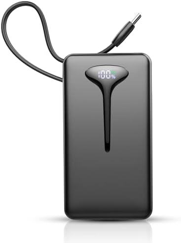High-Capacity 10000 m Ah USB-C Power Bank with 22.5 W Fast Charging – Travel-Ready Portable Charger Featuring Built-in Cables, Triple Output Ports & HD LED Display for Efficient Device Charging on the Go
