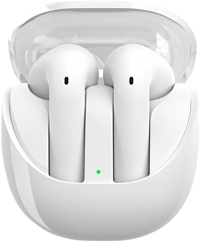 Premium Bluetooth Wireless Earbuds 2024 – 50-Hour Playtime with Deep Bass and Waterproof Design – Built-in Microphone for Clear Calls – Universal Compatibility with Android, i Phone, and Samsung Devices (White) – Transform Your Listening Experience with Exceptional Sound Quality and Comfort