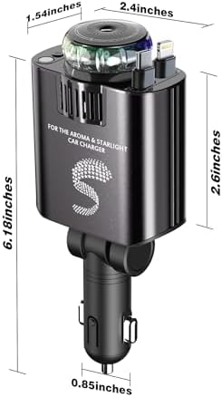 Innovative Retractable Car Charger with USB-C Fast Charging 120 W and Aromatherapy Starlight – Ultimate Travel Companion for i Phone 16 to 11, Stylish Cigarette Lighter Adapter for Men and Women – Perfect Gift for Road Trips and Daily Commutes with Enhanced Compatibility and Efficiency