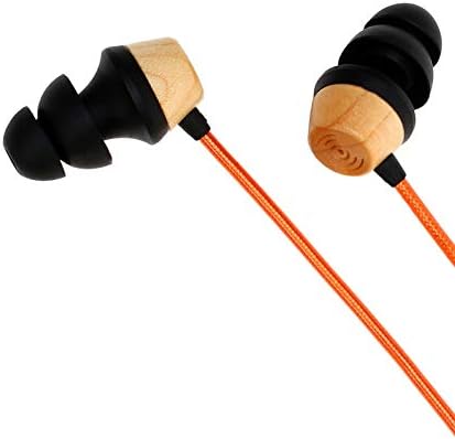 Symphonized ALN 2.0 Premium Genuine Wood Earbuds – Metallic Orange Noise-Isolating In-Ear Headphones with Tangle-Free Cable & Built-in Microphone for Enhanced Audio Compatibility and Immersive Sound Experience