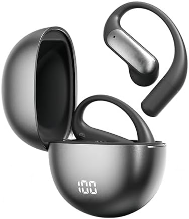 Stylish Open Ear Bluetooth Earbuds for Active Women – 60 Hours Playtime, Advanced BT5.4 Technology, Deep Bass 14.2 mm Drivers, Secure Earhook Design, IPX5 Waterproof for Ultimate Performance and Comfort in Vibrant Purple – Perfect for Workouts and Everyday Listening