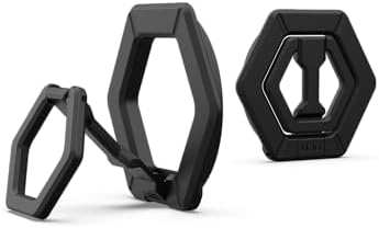 URBAN ARMOR GEAR UAG Magnetic Phone Ring Stand | Sleek Black Design for i Phone 16/15 & Galaxy S25/S24 | Mag Safe-Compatible 360° Adjustable Kickstand | Enhanced Security with Removable Metal Grip | Ultimate Convenience for Hands-Free Use and Stylish Protection