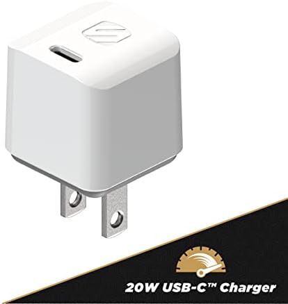 Scosche HPDC20-SP 20 W USB-C Fast Charger Mini Cube Wall Adapter – Ultra-Portable Power Delivery 3.0 for Swift Device Charging, 4 X Faster Charge Speed, Sleek Black Design for Enhanced Compatibility and Efficiency