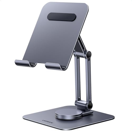 UGREEN 360° Rotating Tablet Stand for Desk – Adjustable Aluminum Tablet Holder for i Pad Pro, Air, Mini 6/5 – Lightweight Portable Design for Home & Office Use – Enhance Your Viewing Experience with Ergonomic Comfort and Modern Style