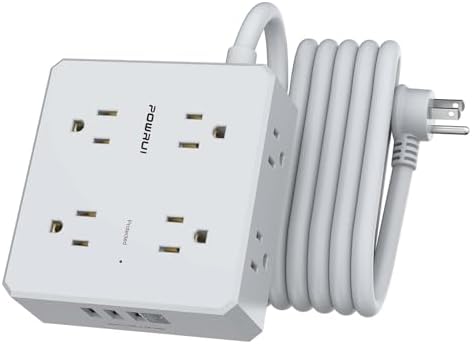 Maximize Your Power Management with a 6 Ft Surge Protector Power Strip – 8 Outlet Extension Cord Featuring 4 Fast USB Charging Ports (1 USB-C), Ideal for Home Office Convenience and Safety, ETL Listed for Enhanced Surge Protection and Compatibility