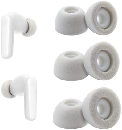 Klowcok Premium Memory Foam Eartips for Soundcore True Wireless Earbuds – Ultimate Comfort and Noise Isolation (3 Pairs, S/M/L, White/Gray) – Perfect Fit for P20 i, P30 i, Life P3 i, Life P2 Mini, A20 i Models – Enhance Your Listening Experience with Secure, Customizable Ear Tips