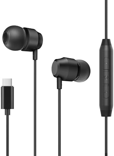 Enhance Your Audio Journey with USB C Wired Earbuds – Premium In-Ear Magnetic Earphones with Built-in Microphone for Effortless Hands-Free Calling, Seamlessly Compatible with i Phone 15/15 Pro, Samsung Galaxy S23/S22/S21, and Google Pixel 7/6/5/4 – Lightweight, Ergonomic Design for Ultimate Comfort and High-Fidelity Sound Experience
