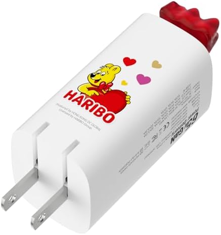 Haribo 65 W Ga N Wall Charger – Fun Gummy Bear Design with PD & QC 3.0 Fast Charge Technology, 3-Port USB-C/USB-A Adapter for i Phone, Galaxy, Pixel, i Pad, Earbuds, Switch, and More – Compact, Universal Compatibility for Effortless Charging at Home or on the Go