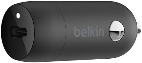 Belkin 20 W USB-C Fast Car Charger – Compact & Durable Charging Solution for i Phone, Samsung Galaxy, Google Pixel & More – Enhanced Compatibility for On-the-Go Power – Safeguard Against Overheating & Overcharging – Ideal for Road Trips & Daily Commutes