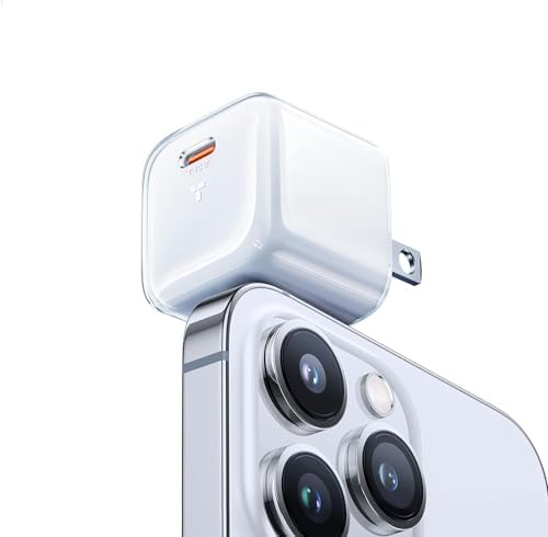 Ultra-Fast TORRAS Icenano 30 W USB-C Charger Block – PD 3.0 Compatible Wall Adapter with 5.5 ft Cable, Stylish Crystal Pink Design, Low-Temperature Operation for Safe Charging of i Phone 16/15 & Mag Safe – Perfect for Travel and Home Use