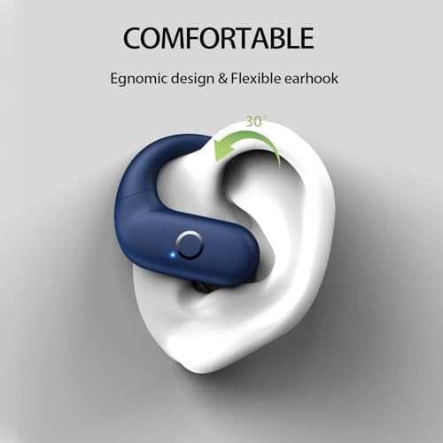 Revolutionary Bluetooth 5.3 Wireless Earbuds – Ultra-Lightweight Noise-Cancelling Headphones with Deep Bass for Sports Enthusiasts – Waterproof Design with Secure Ear Hooks for Running, Biking, and Climbing – Unmatched 60 Hours Playtime in Sleek Black Finish