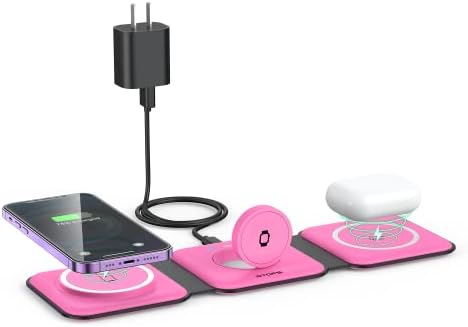 RTOPS 3-in-1 Magnetic Wireless Charging Station for i Phone, Apple Watch, and Air Pods – Compact Ga N Travel Charger with Enhanced Speed and Compatibility for i Phone 16/15/14/13/Pro/Max, Air Pods 4/3/2/Pro – All-in-One Solution for Ultimate Convenience and Efficiency