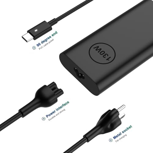 Dell 130 W USB-C Slim Laptop Charger – Fast Charging Power Adapter for Precision & XPS Series with 6 ft Cord – Ultimate Compatibility for Latitude 7410, 7310, 7210, 5590, 9700, 9500 Models – Reliable Power Delivery for Enhanced Performance and Portability