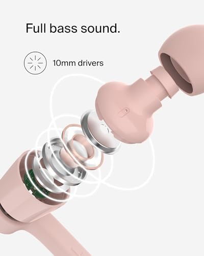 Belkin Sound Form USB-C Wired Earbuds – High-Fidelity In-Ear Headphones with Microphone for i Phone 15/16, i Pad Mini, Galaxy S25, and Google Pixel 9 – Water-Resistant Design and Ergonomic Comfort for Music Enthusiasts and Professionals – Durable Tangle-Free Cable for Everyday Durability and Convenience