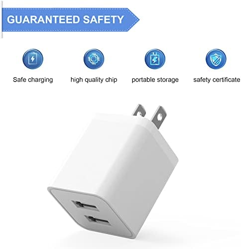 i GENJUN 5-Pack Dual USB Wall Charger – Ultra-Compact 2.4 A Fast Charging Adapter for i Phone 15 Series, Samsung Galaxy, Google Pixel, LG & Android Devices – Efficient Multi-Device Charging Solution for Home and Travel – Reliable Power Plug for On-the-Go Charging Needs