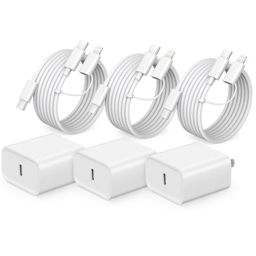 Premium i Phone 16 & 15 Fast Charge Power Pack: Trio of 20 W USB-C Adapters with 10 FT Lightning Cable for Ultra-Fast Charging – Compatible with i Phone 16/16 Plus/Pro/Pro Max, 15/15 Pro/Pro Max, 14, 13, 12 – Essential Mobile Charging Solution for On-the-Go Users