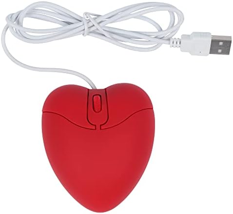 Charming Heart-Shaped Wired Mouse in Vibrant Red – Perfectly Portable USB Optical Mini Mouse for Kids and Adults, Silent Operation, 800 DPI Precision for Effortless Navigation – Ideal Gift for Creative Minds and Everyday Use