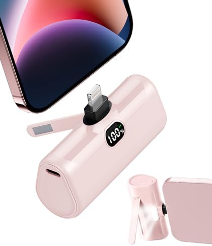 Ultra-Compact Pink 4800 m Ah Power Bank – Sleek Mini Battery Charger with 15 W Fast Charging for i Phone 14/13/12/11/8 & i Pad Air/Mini/Pro – Stylish Portable Charger for Travel & Everyday Use – Enhanced Compatibility for Air Pods Pro I/II